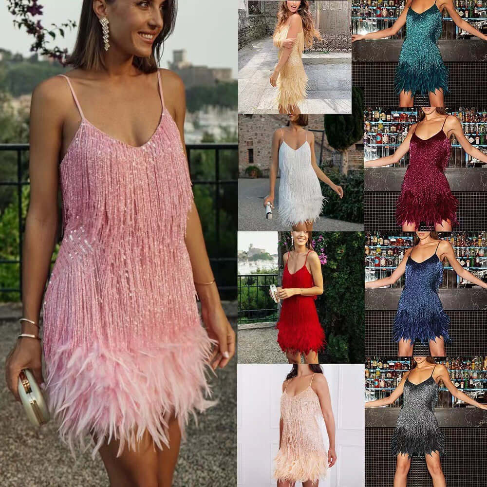 Women's Tassel Feather Dress